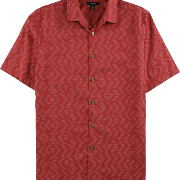 Alfani Mens Jacquard Button Up Shirt, Red, Small