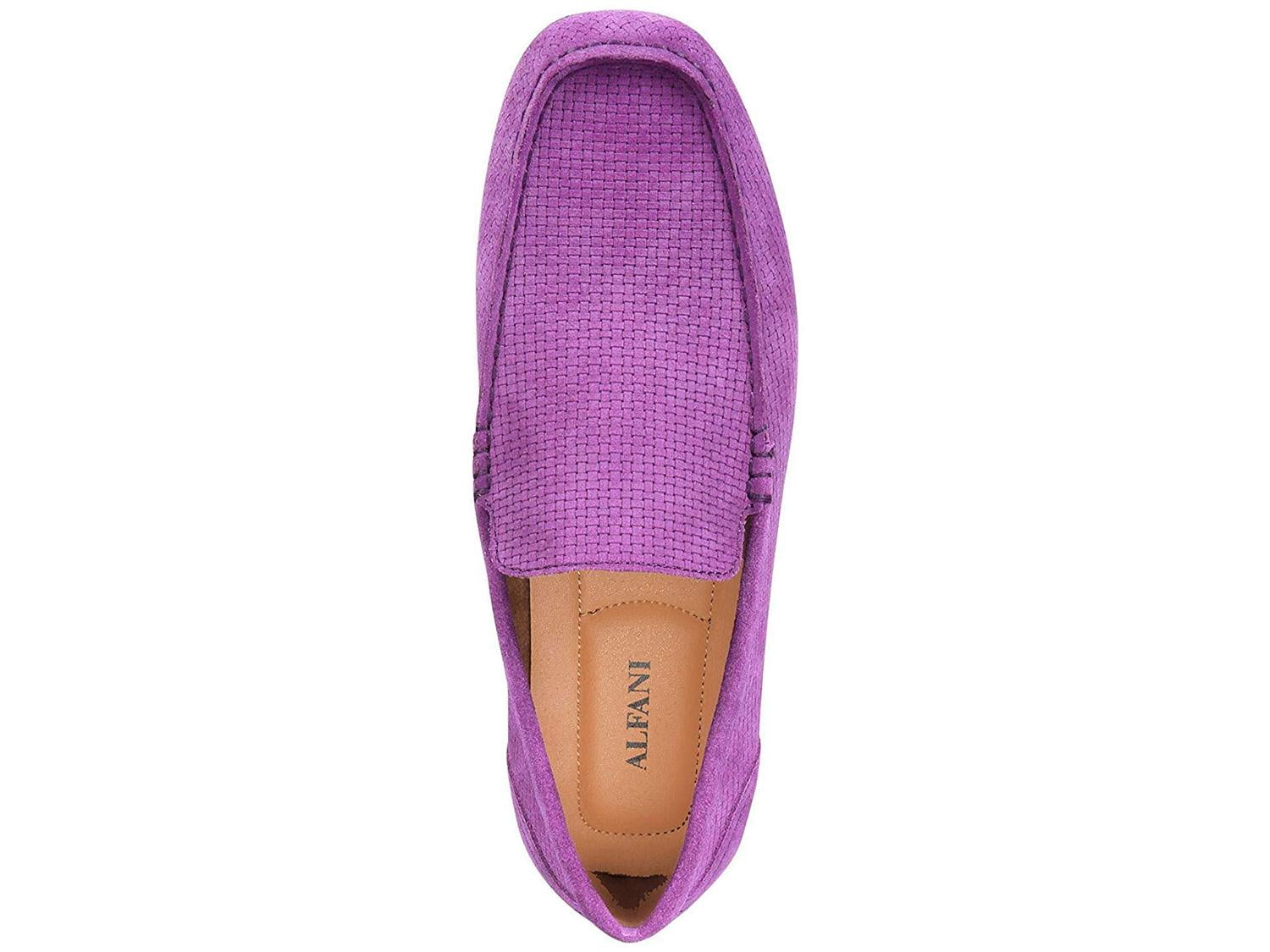 Alfani Mens Kendric Leather Square Toe Moccasins, Plum, Size 