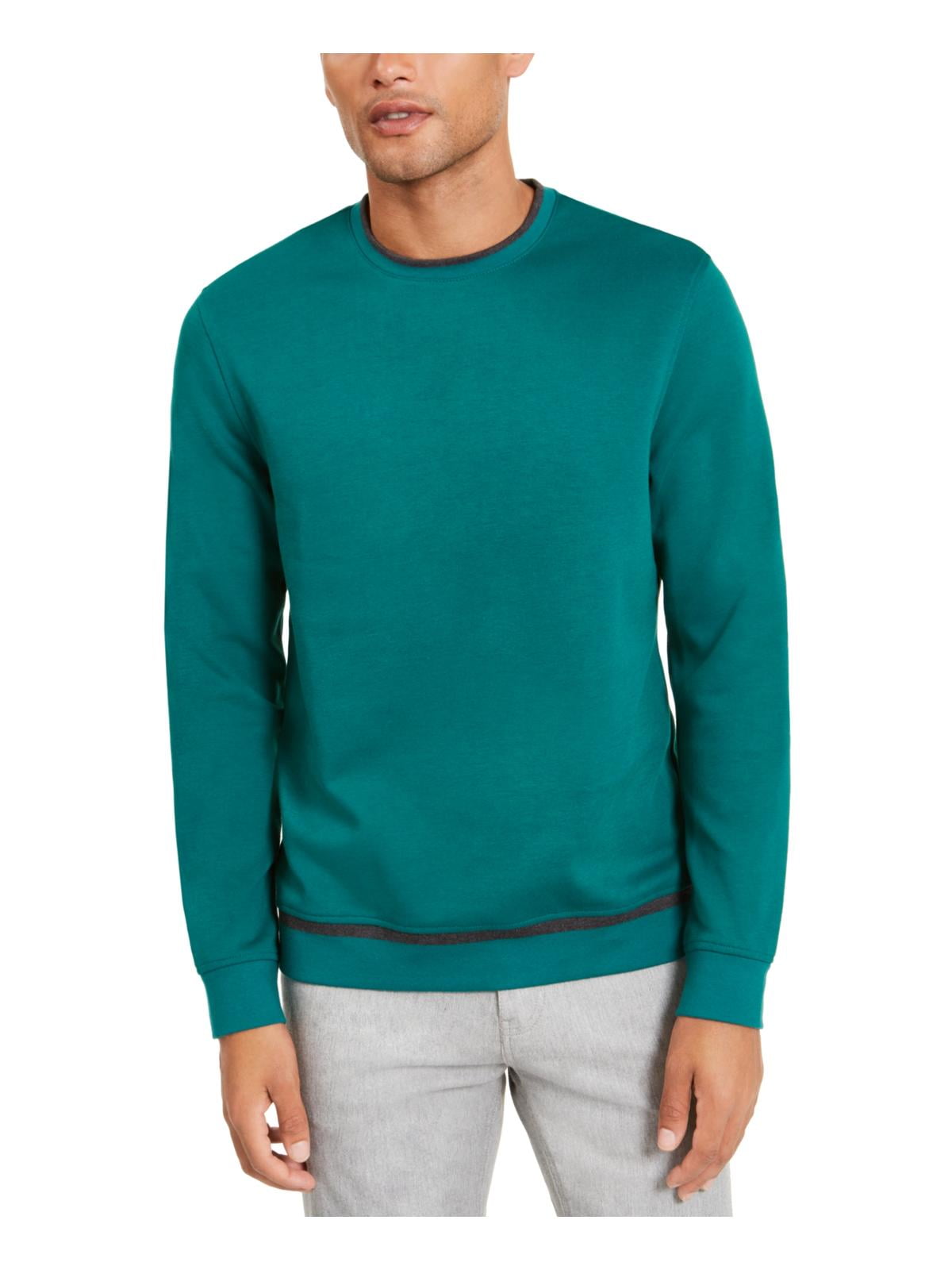Alfani Men's Grid Jacquard Pullover Sweatshirt - Stretch Blue Long Sleeve Sweater, Size Large