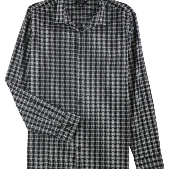 Alfani Mens Lewis Button Up Shirt, Black, Medium