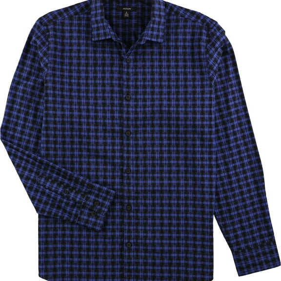 Alfani Mens Lewis Button Up Shirt, Blue, Small