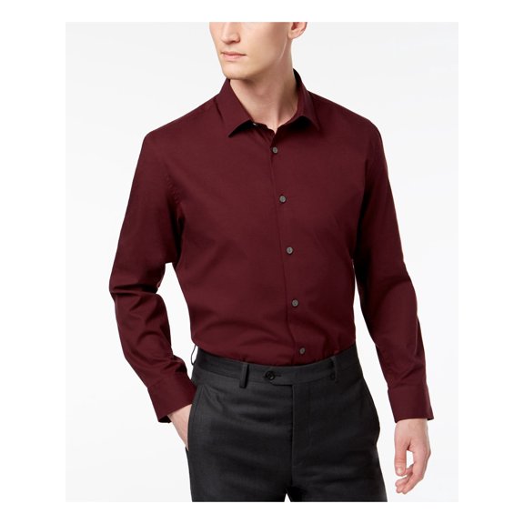 Alfani Mens Long Sleeve Collared Button-Down Shirt Red XXL
