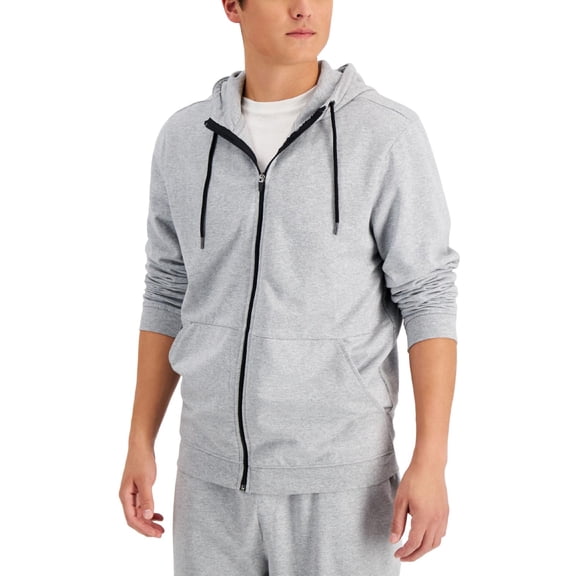 Alfani Mens Mendoza Heathered Drawstring Zip Hoodie
