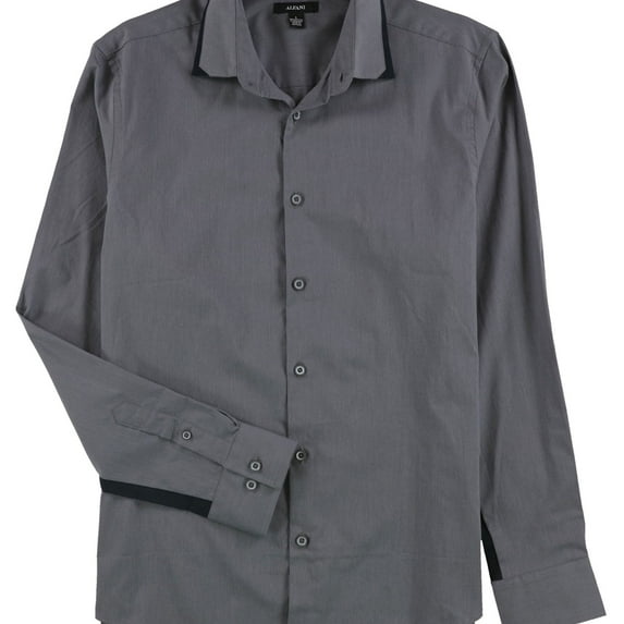 Alfani Mens Menlo Button Up Shirt, Grey, Small