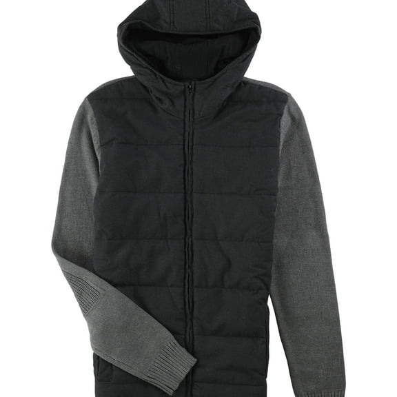 Alfani Mens Mixed Texture Quilted Jacket, Grey, Small