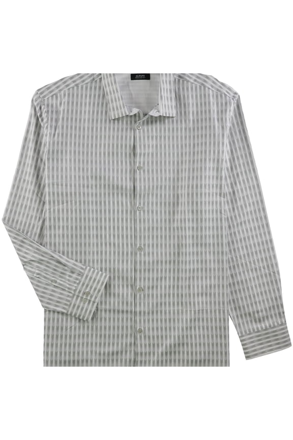 Mens Monty Herringbone Button Up Shirt, White, XX-Large