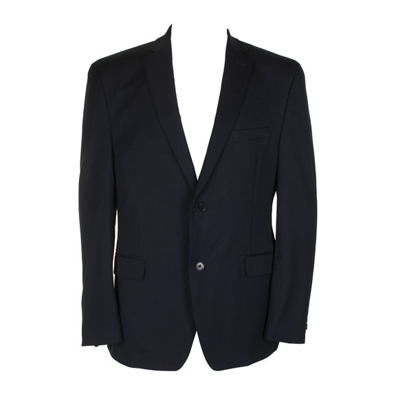 Alfani Mens Navy Blue Traveler Slim-Fit Single Breasted Notched Lapel Blazer