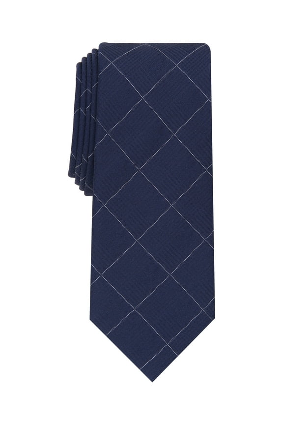 Mens Necktie Gering Plaid Navy Blue Tie