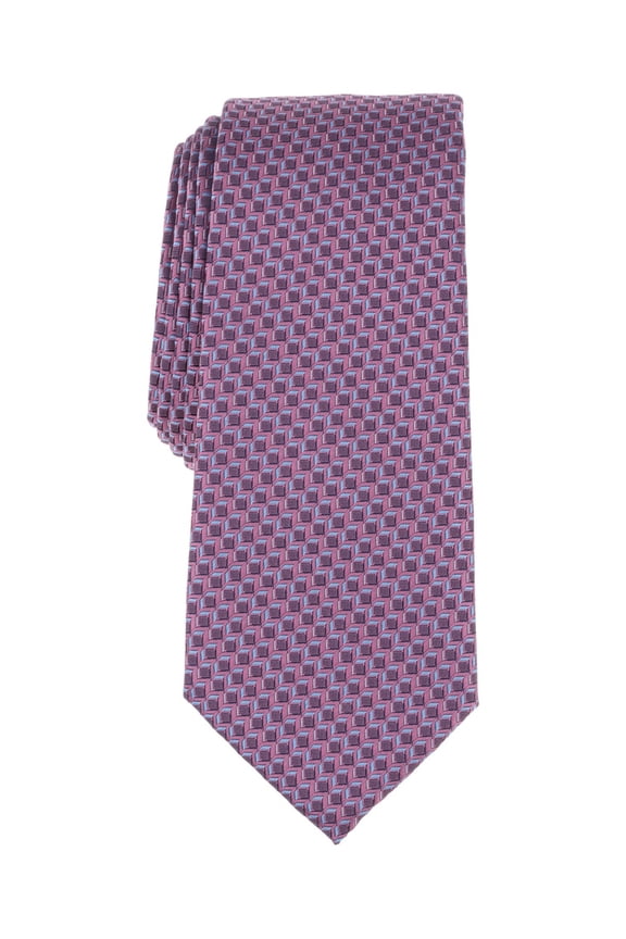 Mens Nemi Geo-Pattern Neck Tie Pink Dusty Pink Light Blue