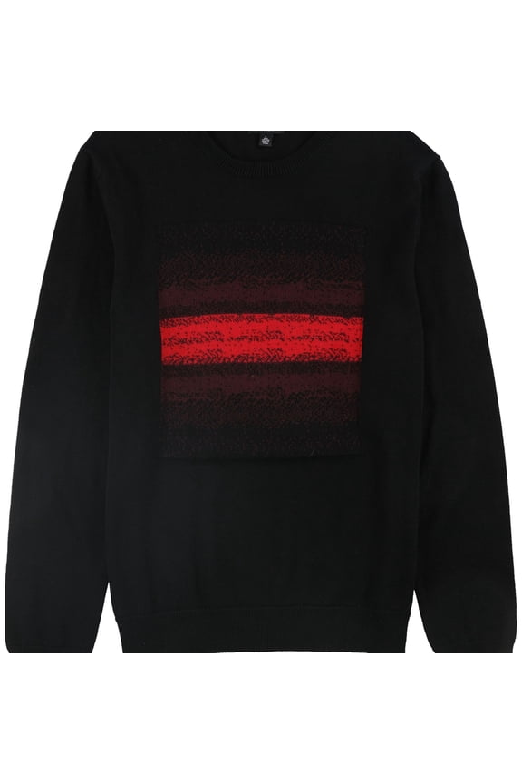 Mens Ombre Chenille Knit Sweater, Black, Large