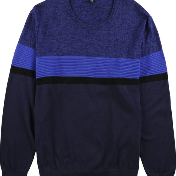 Alfani Mens Ottoman Striped Knit Sweater, Blue, XX-Large