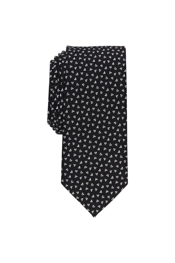 Mens Slim fit Tie Necktie One Size Black Geometric Pelican