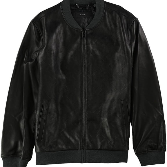 Alfani Mens Perforated Motorcycle Jacket, Black, XX-Large