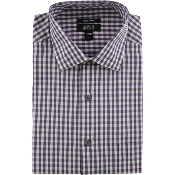 Alfani Mens Performance Button Up Dress Shirt, Purple, 14.5" Neck 32"-33" Sleeve