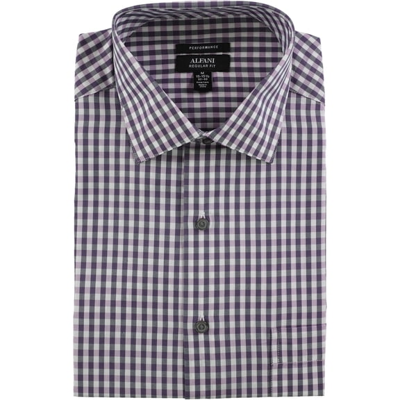 Alfani Mens Performance Button Up Dress Shirt, Purple, 14.5" Neck 32"-33" Sleeve