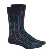 ALFANI Navy Windowpane Plaid Dress Crew Socks 10-13