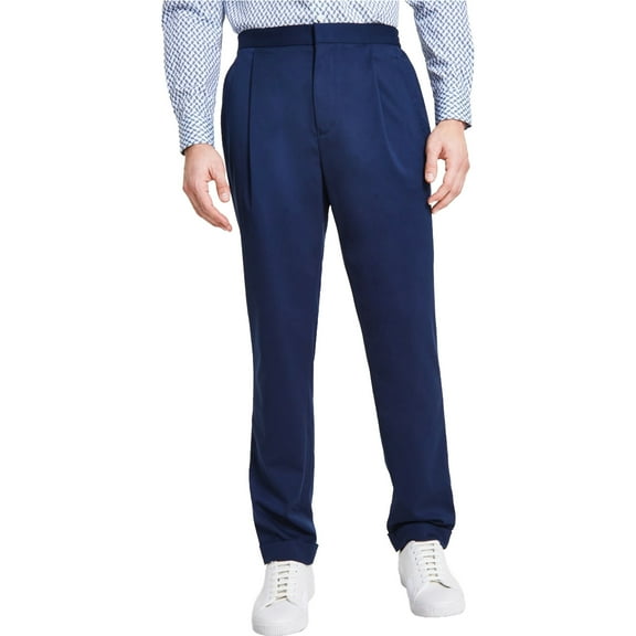 Alfani Mens Pleated Dress Pants Slacks, Blue, 34W x 30L