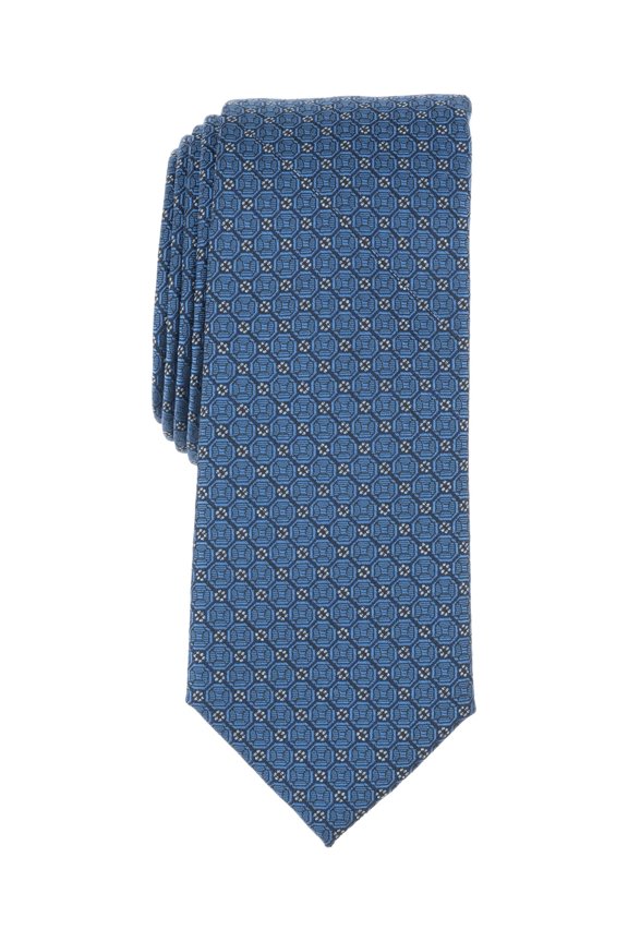 Mens Prince Geo-Pattern Neck Tie Blue