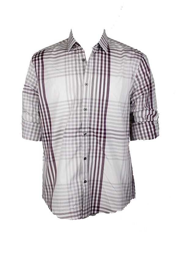 Mens Purple White Plaid Shirt S