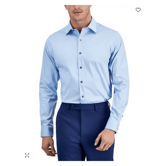 Alfani Modern Fit Solid Button Down Shirt Light Blue XL