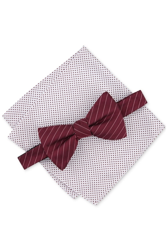 Mens Regular fit Bow Tie Necktie One Size Burgundy Red Striped