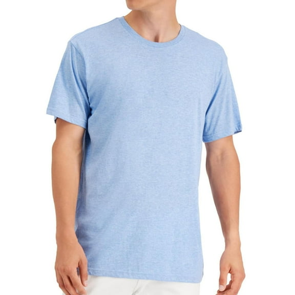 Alfani Mens Solid Basic T-Shirt, Blue, Small