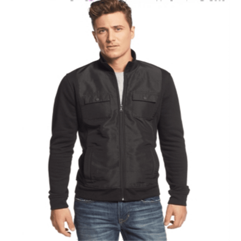 Alfani Plus Size Mixed-media Jacket, Created For Macy's In Deep Black