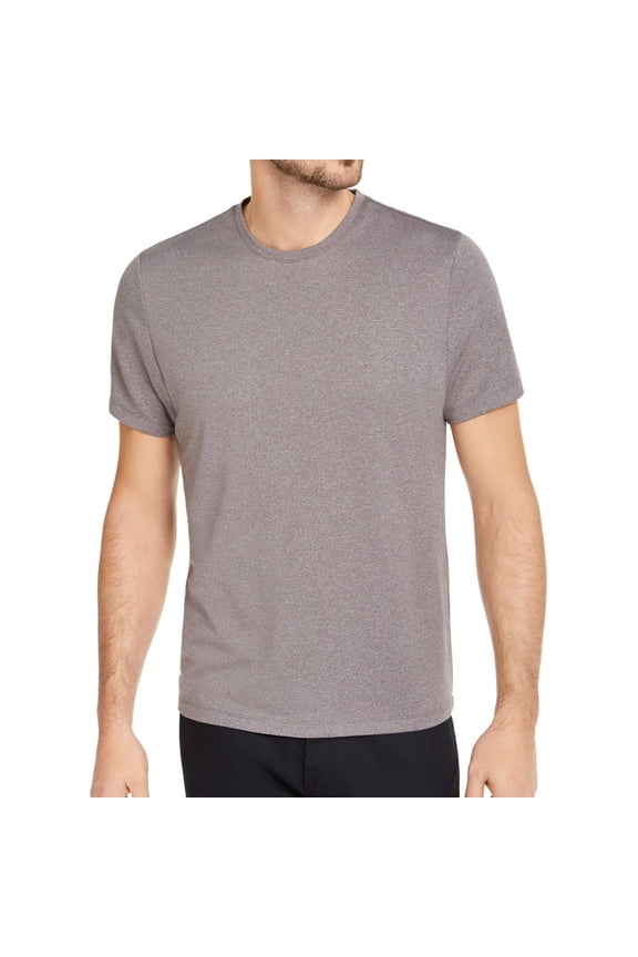 Mens Ribbed Basic T-Shirt, Grey, Medium