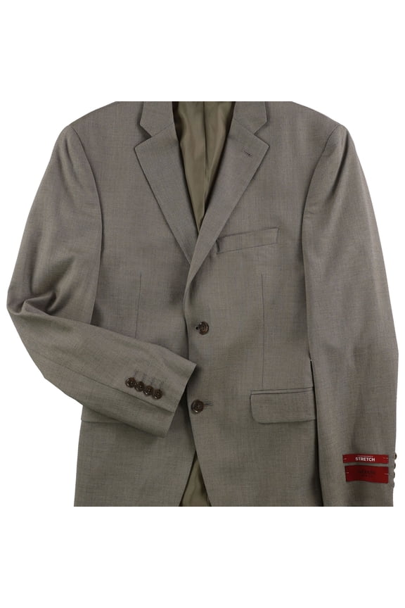 Mens Sharkskin Two Button Blazer Jacket, Brown, 36 Regular