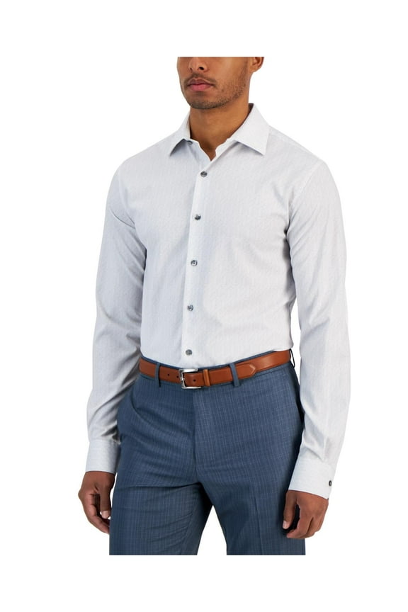 Mens Slim Fit Geometric Button-Down Shirt