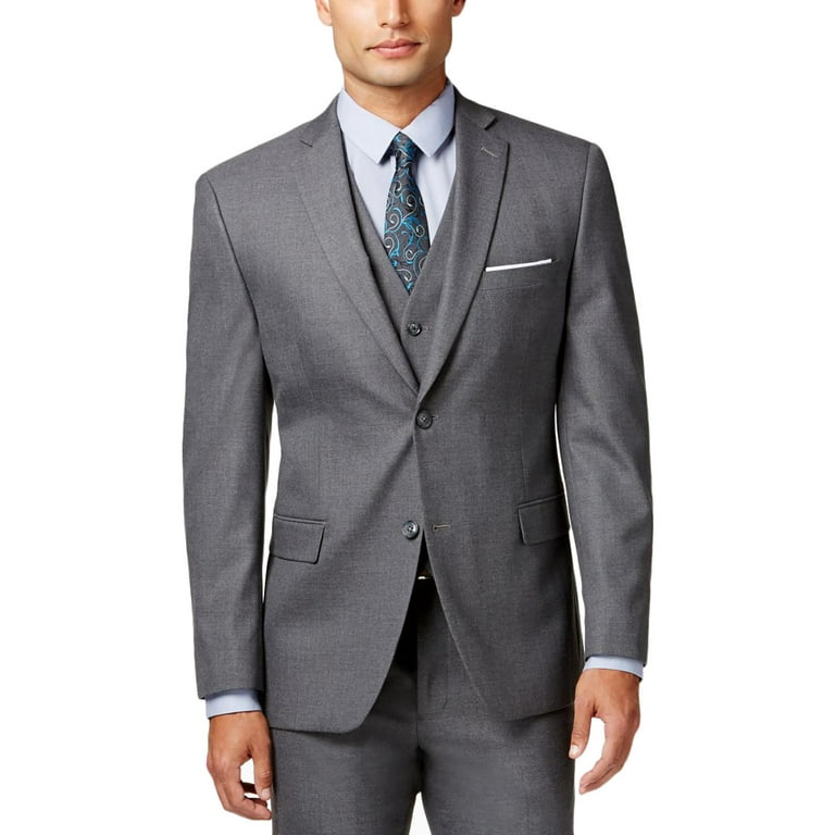 Alfani Mens Slim Fit Notch Lapel Two-Button Blazer Gray 40L