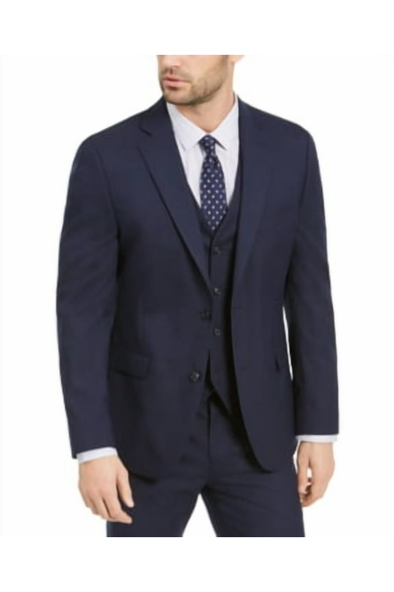 Mens Slim Fit Stretch Side Vents Solid Suit Jacket Navy Size 40R NWT