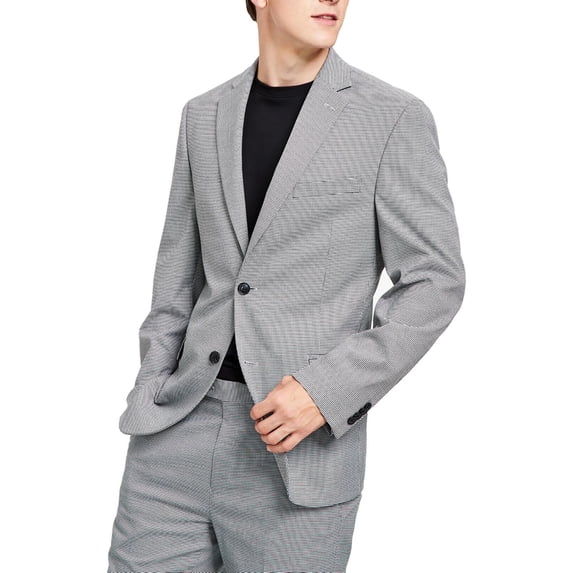Alfani Mens Slim-Fit Travel Ready Stretch Suit Jacket 38 Regular Black/White NWT