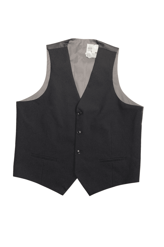 Mens Slim fit Button-Up Suit Vest Small Black Solid Stretch