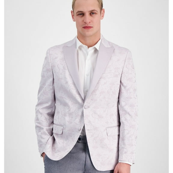 Alfani Mens Floral Two Button Blazer Jacket, Pink, 40 Short