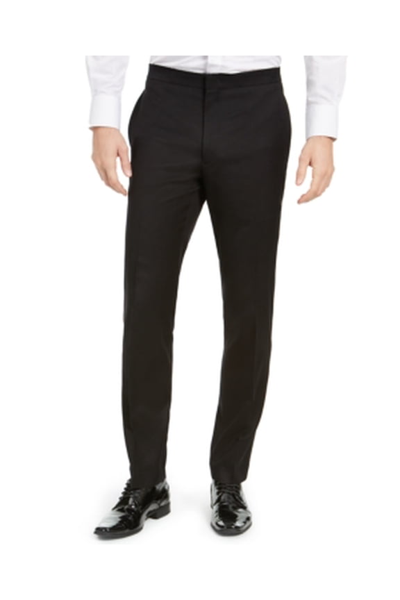 Mens Slim fit Dress Pants 29 / 30 Black Solid Stretch