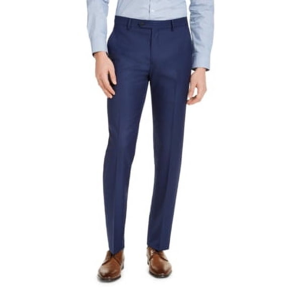 Alfani Mens Slim fit Dress Pants 36 / 32 Navy Blue Solid Stretch
