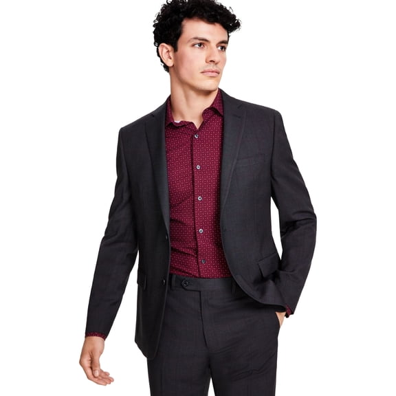 Alfani Mens Windowpane Check Two Button Blazer Jacket, Multicoloured, 38 Short