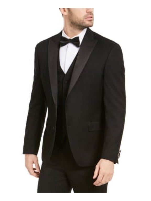 Mens Slim fit Tuxedo Jacket Blazer 40 R Black Solid Stretch