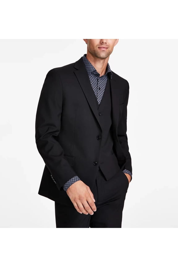 Mens Slim fit Suit Jacket Blazer 42 R Black Solid Stretch