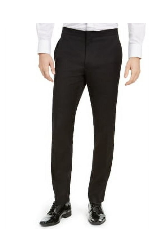Mens Slim fit Dress Pants 34 / 34 Black Solid Stretch