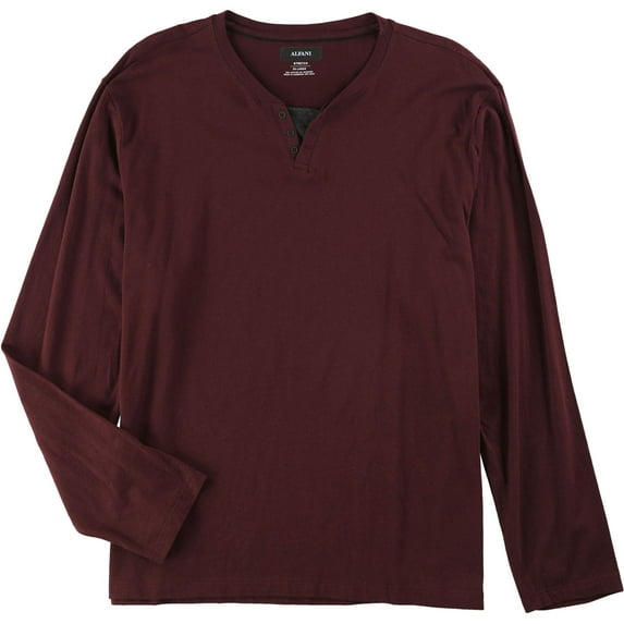 Alfani Mens Split Neck LS Embellished T-Shirt, Red, XXX-Large