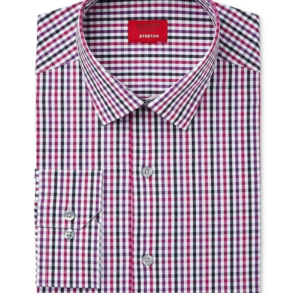 Alfani Mens Stretch Button Down Dress Shirt, Purple, 14.5" Neck 32"-33" Sleeve