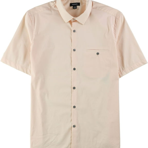 Alfani Mens Stripe Button Up Shirt, Orange, Small