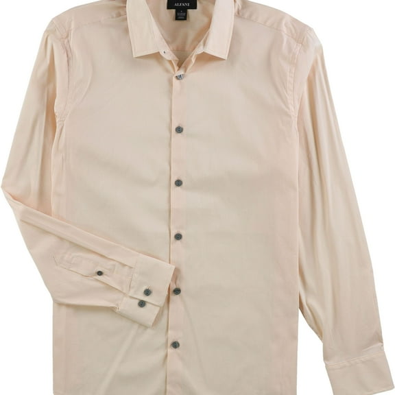 Alfani Mens Striped Button Up Shirt, Orange, Large