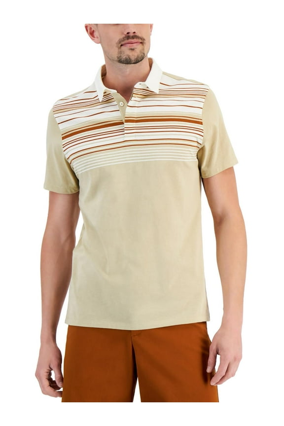 Mens Striped Collar Polo
