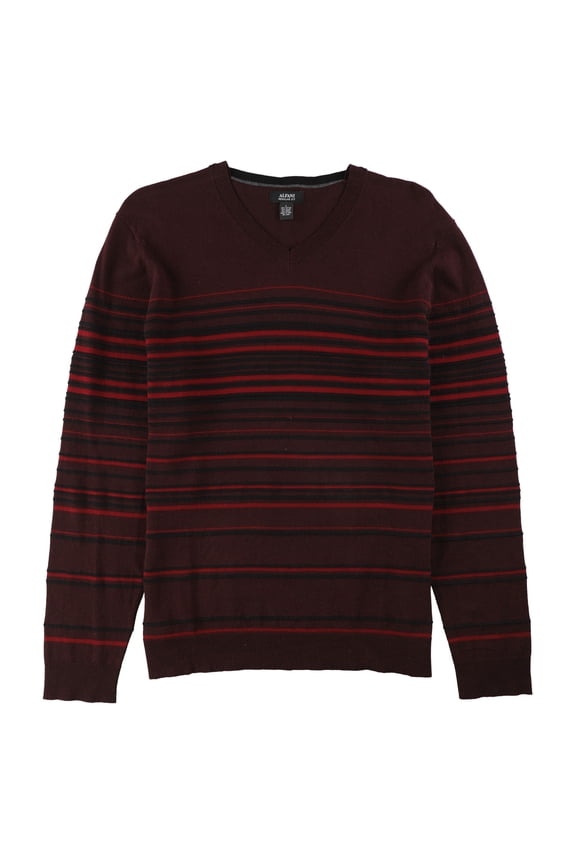 Mens Striped Knit Sweater, Red, Small