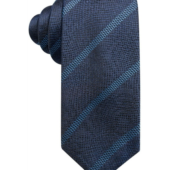 Alfani Mens Striped Self-tied Necktie, Blue, One Size