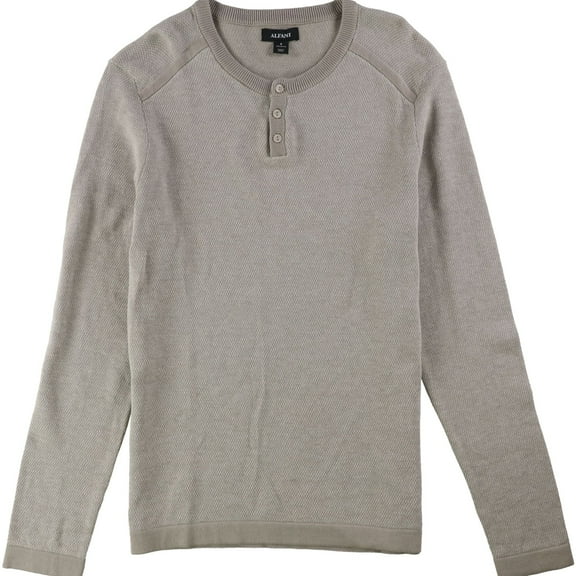 Alfani Mens Textured Henley Shirt, Beige, Small