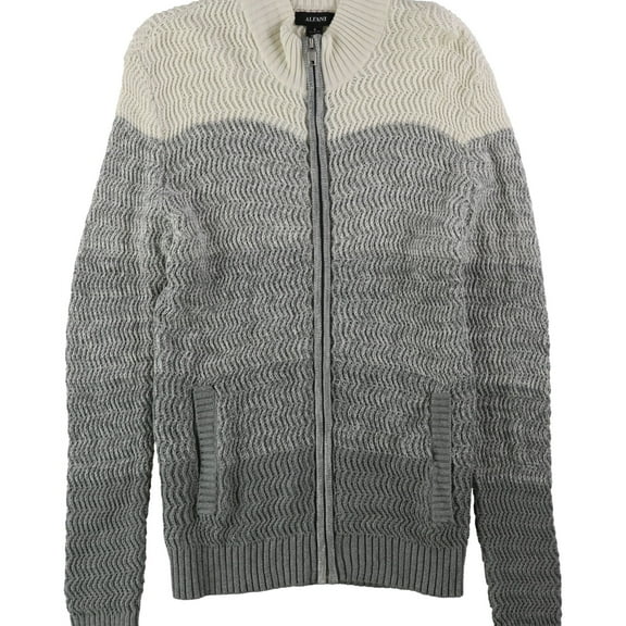Alfani Mens Textured Ombre Cardigan Sweater, Grey, Small